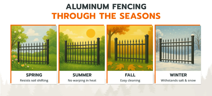 Aluminum fences are suitable for all seasons.