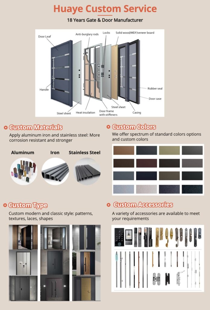 Huaye entrance door manufacturer Customization services