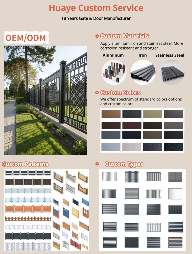 Custom Aluminum Fence Manufacturers Customization Services