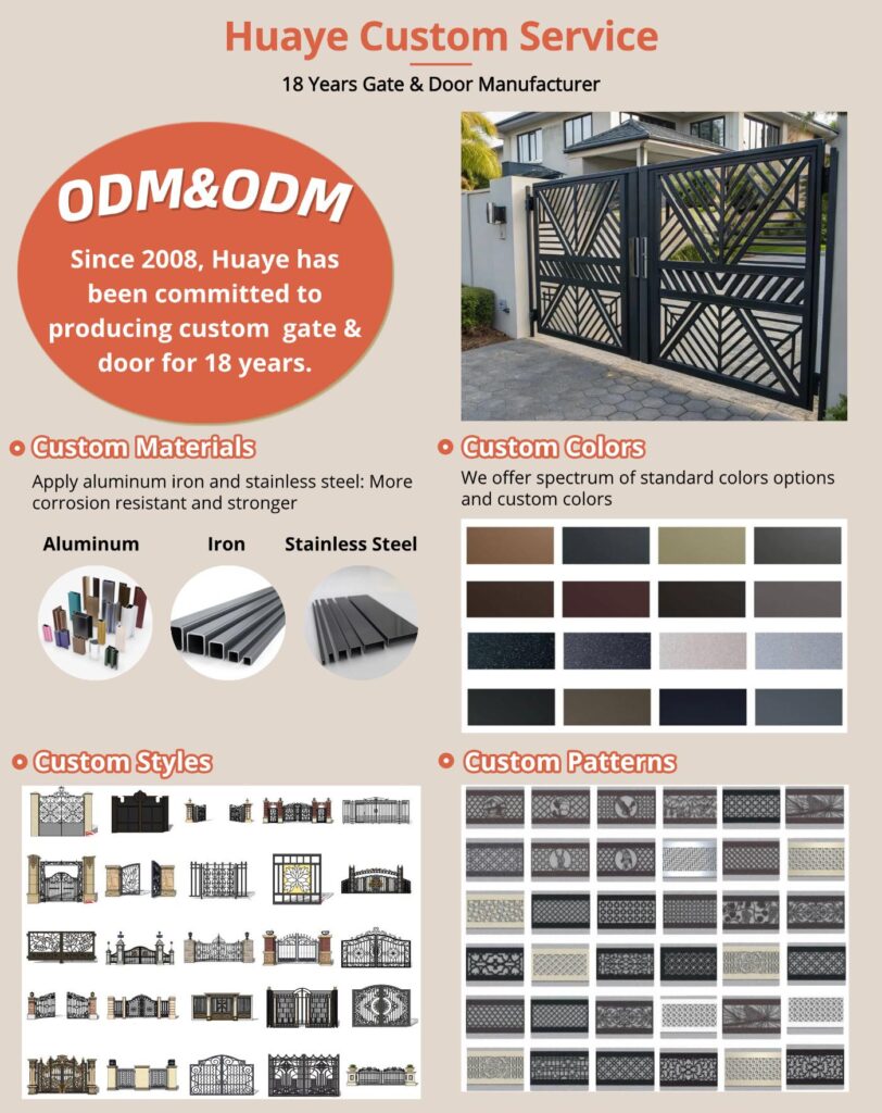 Huaye aluminum gate manufacturers customization services