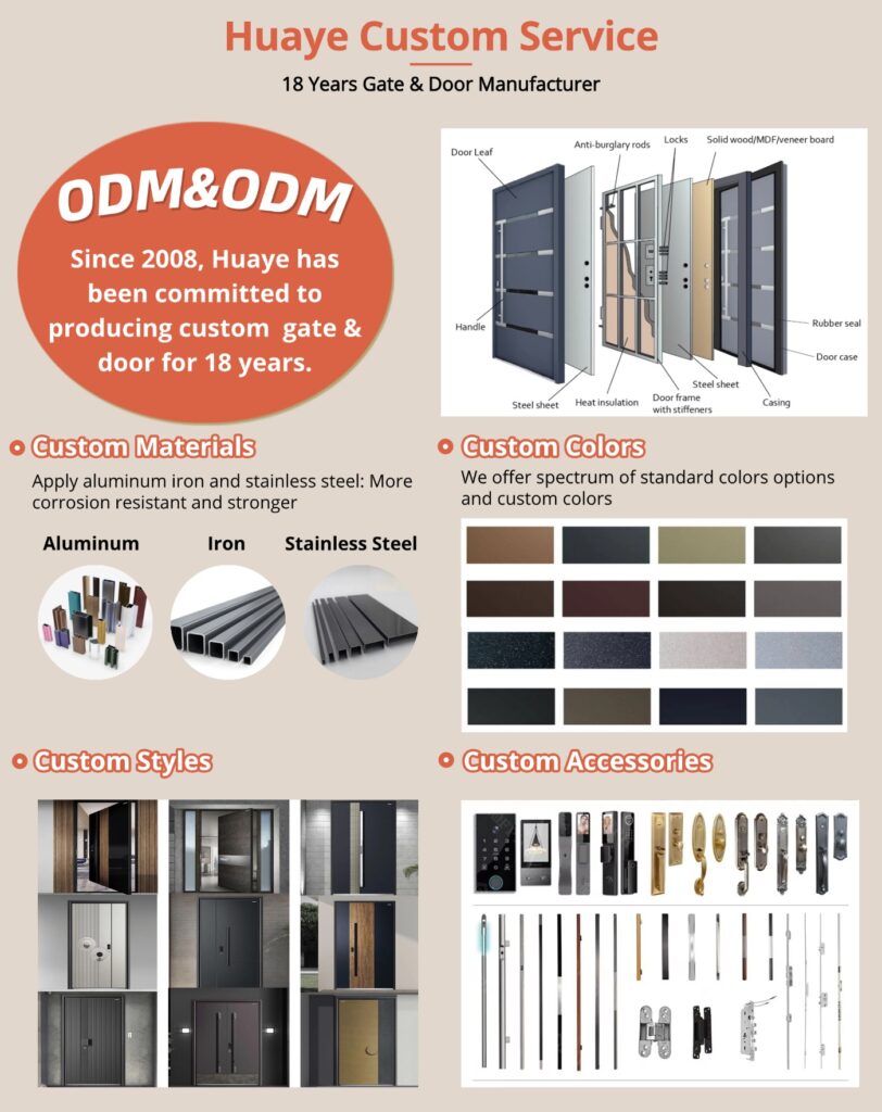 Huaye entrance door manufacturer Customization services