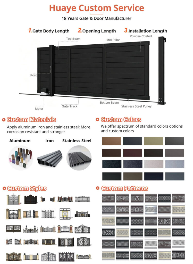 Huaye aluminum gate manufacturers customization services