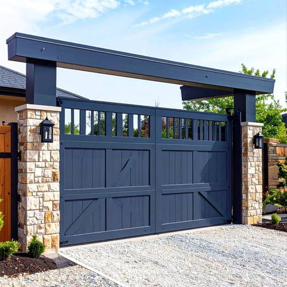 Product Images Manufacturers of Aluminum Gates with Classic Barn Door Style Panels