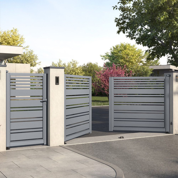 Custom Horizontal Slatted Metal Gate Manufacturers Product Images