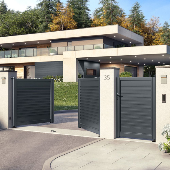 Custom Modern Dark Gray Aluminum Gate Suppliers Products
