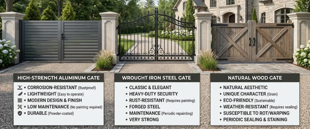 Custom Aluminum Driveway Gates Comparison of Materials